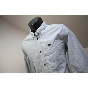 RVCA Button Up Dress Shirt Slim Fit Gray Long Sleeve Casual Mens Medium